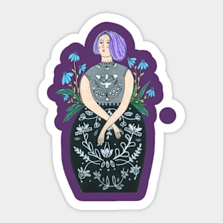 Purple Haired Girl Sticker